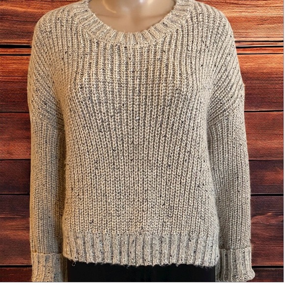 Cropped Tan Tweed Knit Sweater - Picture 1 of 4